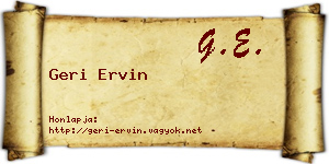 Geri Ervin névjegykártya